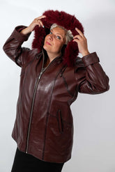 Women's winter leather jacket Siana Bordo